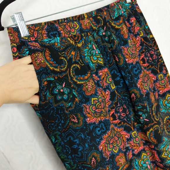 H&M Beachy Printed Palazzo Pants Sz 8 - Picture 2 of 7